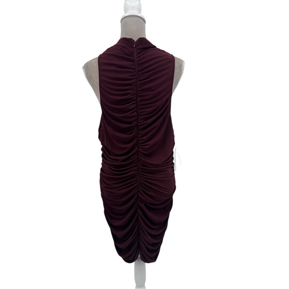 Armani Exchange Plum Burgundy Ruched Halter Midi Dress NWT Size 14 - Picture 7 of 13